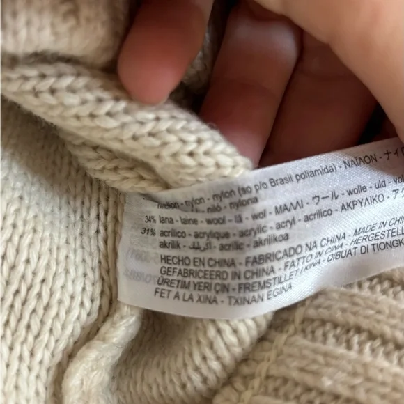 Zara Cream Cable Knit Turtleneck crop Sweater - Picture 4 of 5